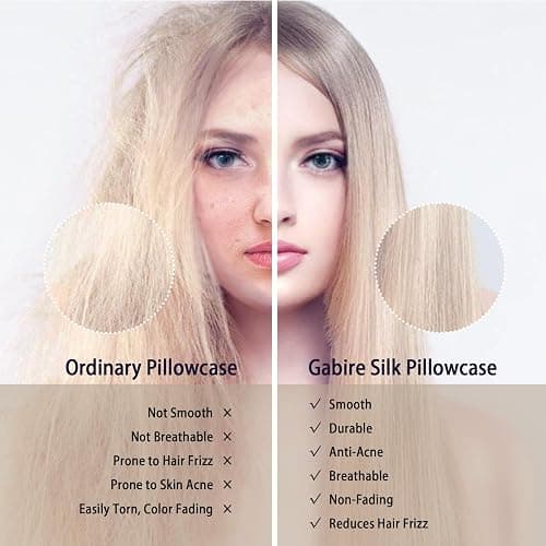 Gabire Mulberry Silk Pillow Cases Set of 2, Both Sides Real Silk Pillowcase for Hair and Skin Prevent Acne Pillowcase Organic Silk Pillowcases 2 Pack with Hidden Zipper, White, Standard (20"×26") thumbnail 3