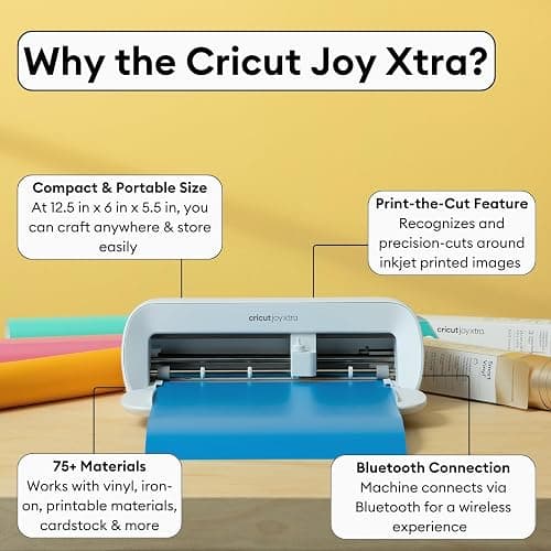 Cricut Joy Xtra Cutting Machine T-Shirt Making Bundle with Mini EasyPress Heat Press - Includes Smart Iron-On Materials, Tools & Heat Transfer Vinyl Design Guides thumbnail 3