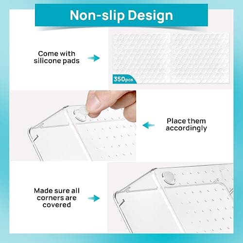 Vtopmart 72 PCS Clear Plastic Drawer Organizers Set, 4-Size Versatile Bathroom and Vanity Organizer Trays, Non-Slip Storage Containers for Makeup, Jewelries, Bedroom，Kitchen Utensils and Office thumbnail 7
