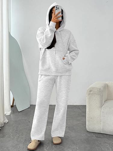 Trendy Queen Womens 2 Piece Outfits Fall Fashion Sweatsuits Oversized Hoodies Wide Leg Sweatpants Lounge Matching Track Sets thumbnail 7