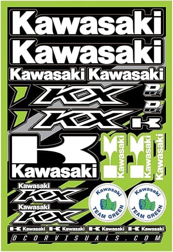 D'cor Visuals Racing Sticker Decal Sheet – 12 Mil Thick Vinyl, Compatible with Kawasaki-Style Dirt Bikes – Includes Motocross, Off-Road, and MX Graphics Inspired by Popular Racing Brands 19”x12” thumbnail 2