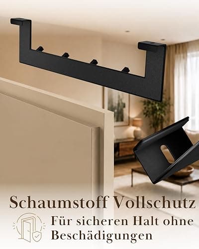 VMbathrooms Türhakenleiste Schwarz matt für Türfalz bis 2,1 cm | Ohne Bohren | Für Jacken, Taschen, Handtücher & Bademäntel | Platzsparende Garderobe für Bad, Flur & Schlafzimmer thumbnail 7