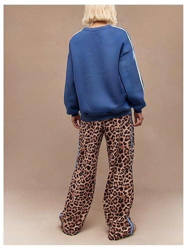 WDIRARA Women's Y2k Leopard Print Pants Elastic Waist Wide Leg Pants Trousers Bottoms thumbnail 2