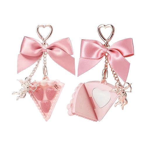 Flower Knows Strawberry Cupid Solid Perfume,Cake Bag Charms,Portable Travel Perfumes,Long Lasting Fragrances,2-in-1 Pink Cute Keychain Purse for Women,Girls&Bow Lovers Gift,0.11 oz(Lychee Bouquet) - Image 1