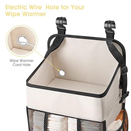 Maliton Hanging Diaper Organizer - Caddy for Changing Table, Crib, Pack n' Play - Stacker Holds 52+ Diapers - Nursery Organizer & Baby Shower Gifts - Beige thumbnail 5