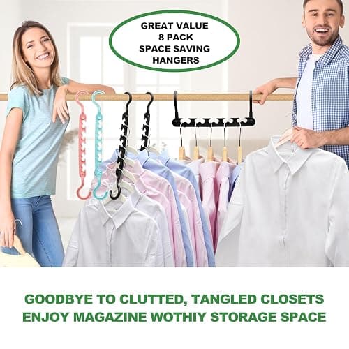 8-Pack-Closet-Organizers-and-Storage,Sturdy Organization-and-Storage-Hangers-Space-Saving for Wardrobe,Dorm-Room-Essentials for College Students Girls Smart Clothes Hanger thumbnail 7