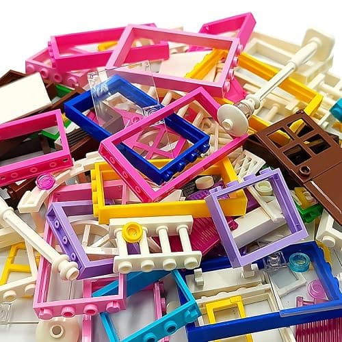 110 Pieces Doors,Windows,Fencesand Light for MOC Creative Building BlockToys Set Street House Decoration Compatible with Classic Brick for Kids Age 6 8 10 12 Years thumbnail 6
