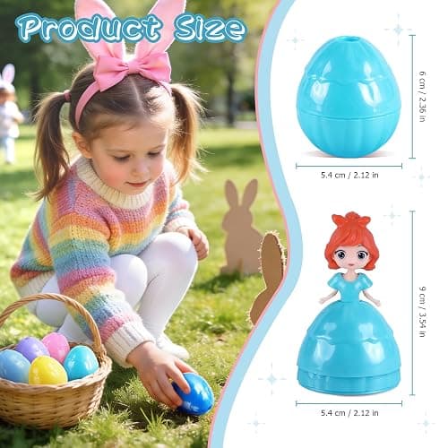 Uiseba 12 PCS Princess Prefilled Easter Eggs, Easter Basket Stuffer,Hunt Gifts for Kids, Classroom Prize and Party Favors thumbnail 3
