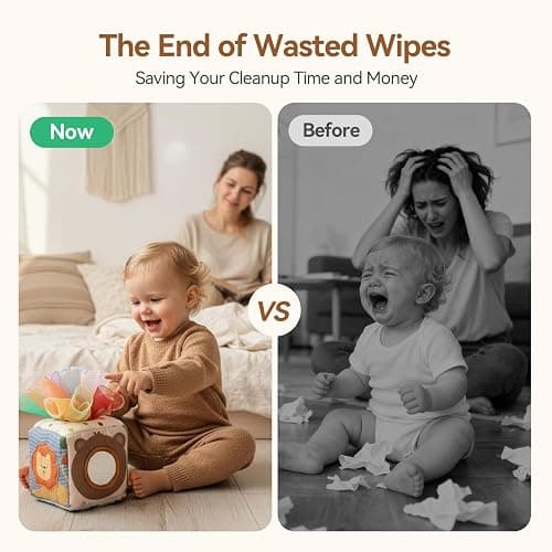 Youuys Baby Tissue Box Toy for Babies 6-12 Months, Montessori Sensory Toys for 1 Year Old Boy, Infant Toy with Crinkle Tissues & Fine Motor, for 6 9 12 18 Months Old Kids 1st Birthday thumbnail 3