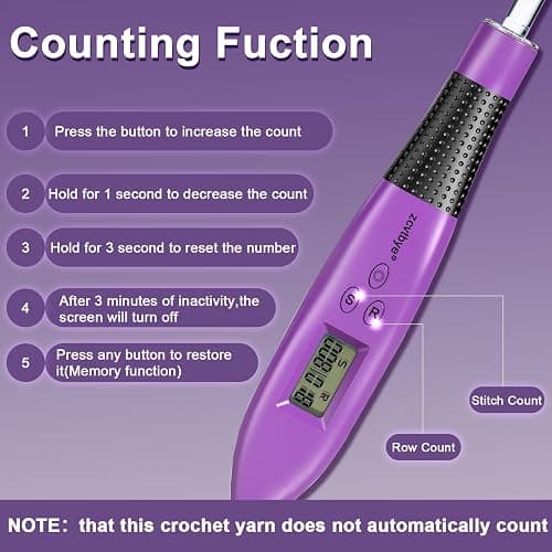 Counting Crochet Hook Set with Light & Counter -18 Size Light up Crochet Hooks - Ergonomic for Arthritic Hands, Digital Stitch & Row Counter - Interchangeable Hooks Kit - Perfect Gift thumbnail 2