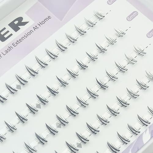 Bottom Lash Clusters DIY Eyelash Extensions - DAODER 90pcs Wispy Natural Look Clear Band Lashes for Bottom Eyelashes 6mm thumbnail 6