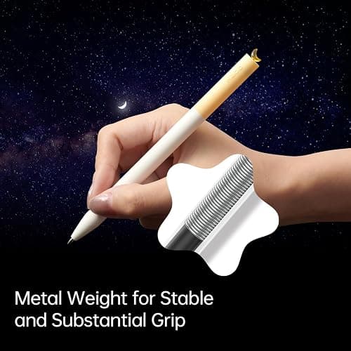 Kaco FIRST Gel Pens Cute Stationery Black Ink 3 Pieces, 0.5 mm Fine Point, Aesthetic Cute Star Pens for Journaling (Planet Series) thumbnail 3