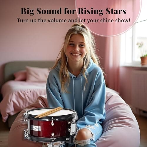 StarQuest SQ-DS-JR5-MWR 5-Pieces Drum Set for Beginners, Complete Junior-Sized Drum Kit Metallic Red Wine W/ 16"Bass, Drumsticks, Snare, Cymbal, Hi-Hat, Toms & Adjustable Stool thumbnail 7
