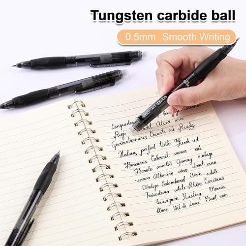 USUAL Retractable Erasable Pens 12 Colored Erasable Gel Pen 0.5mm Erasable Gel Pens Black Make Mistakes Disappear Smooth Writing Pen Office Back-to-School Supplies (Black) thumbnail 5