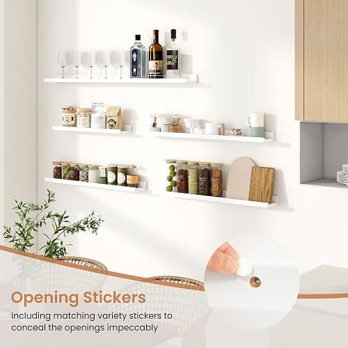 Dreamland Picture Ledge Shelf for Wall, Floating Shelves Set of 2, 48 Inch Long Floating Shelves with Lip for Living Room, Bedroom, Bathroom, Kitchen, White thumbnail 6