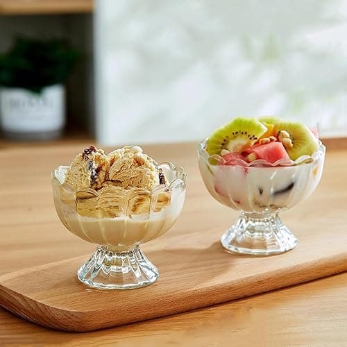 Vintage Glass Dessert Bowls, Ice Cream cups, 5oz Dessert cups, for Sundae, Fruit, Ice Cream, Pudding, small snacks,Condiment (12) thumbnail 2