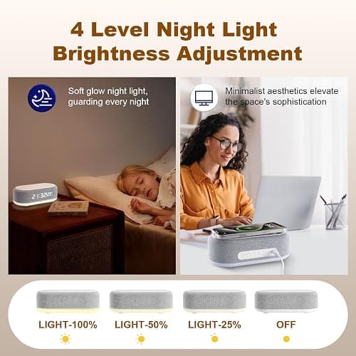 LIDOUYA 4 In1 Digitaler Wecker, Wireless Charger, Intelligenter Wecker mit Licht und Temperaturanzeige, Helligkeit einstellbar thumbnail 3