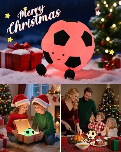 YISUN Soccer Silicone Night Light for Kid, Rechargeable Night Lights with 7 Colors & Timer, Cute Squishy Lamp for Girl Boy Girls, Dimmable LED Light Room Decor Toys thumbnail 8