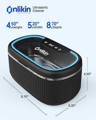 onlikin 35W Ultrasonic Jewelry Cleaner, 45KHz Retainer Cleaner for Jewelry, 5 Timer & 3 Power Modes, Eyeglasses, Rings, Watch Strap, Dentures - 20oz, 304 Stainless Steel Tank, Quiet <38dB (Black) thumbnail 8