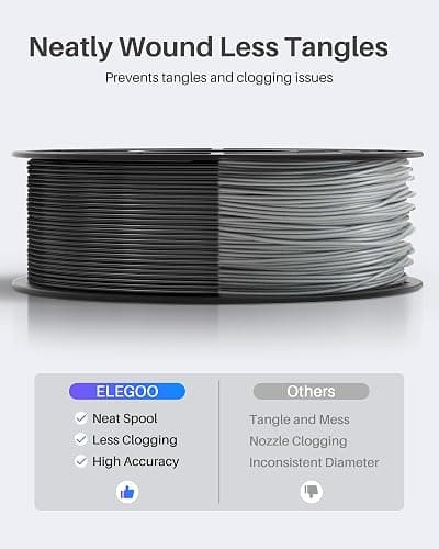 ELEGOO PLA Filament 1.75mm White 1KG, 3D Printer Filament Dimensional Accuracy +/- 0.02mm, 1kg Spool(2.2lbs) Fit Most FDM 3D Printers thumbnail 3