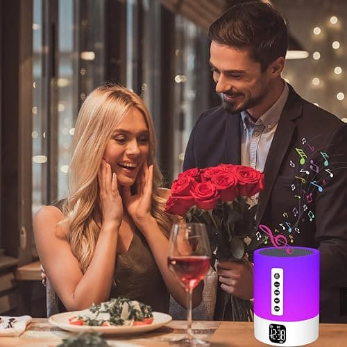 Enceinte Bluetooth Reveil Veilleuse, Lampe de Chevet Tactile avec Machine à Bruit Blanc, Haut-Parleur Bluetooth Veilleuse Enfant Réveil Lumineux Idee Cadeau Ado Fille,Enfant, Femme, Anniversaire, Noel | Réveil Lumineux Enfant et Ado, 15 Sons Apaisants avec Bruit Blanc, Lampe Tactile 48 Couleurs, Cadeau Noel et Anniversaire thumbnail 6