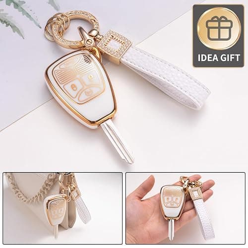 CACARLIKE for Jeep Key Fob Cover with Jeep Keychain, Car Key Fob Case Compatible with Dodge Ram 1500 2500 3500 Wrangler/Patriot/Compass Chrysler Smart Key Protector thumbnail 4
