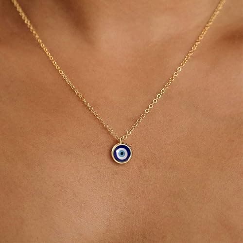 Txdvbls Necklace for Women - 14K Gold Plated Bow Snowflake Cherry Sun Lion Bear Fish Evil Eye Star of David Italian Horn Pearl Necklace Pendant with 16”+2” Chains, Trendy Elegant Jewelry thumbnail 2