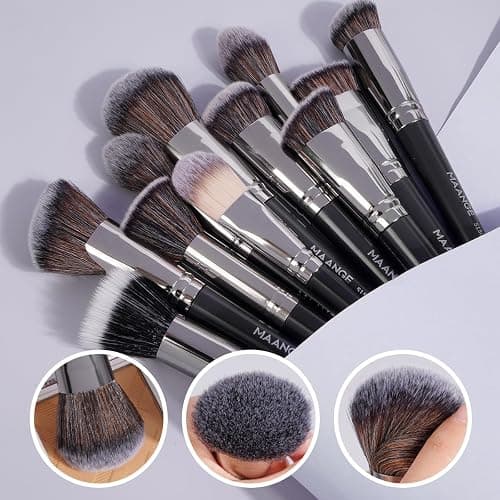 Pinselset Makeup MAANGE 54-teiliges Make up Pinsel Set, hochwertige synthetische Make-up-Pinsel, multifunktionales Schminkpinsel Set für Frauen und Mädchen (Schwarz, 54-teilig) thumbnail 3