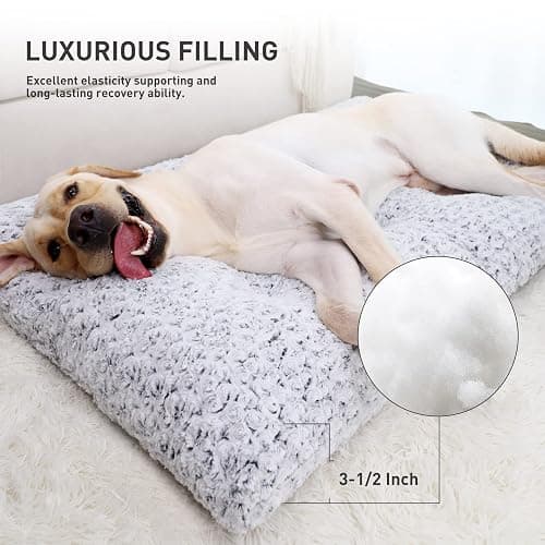 KSIIA Washable Dog Bed Deluxe Plush Dog Crate Beds Comfy Kennel Pad Anti-Slip Pet Sleeping Mat for Large, Jumbo, Medium, Small Dogs Breeds, 35" x 23", Gray thumbnail 3