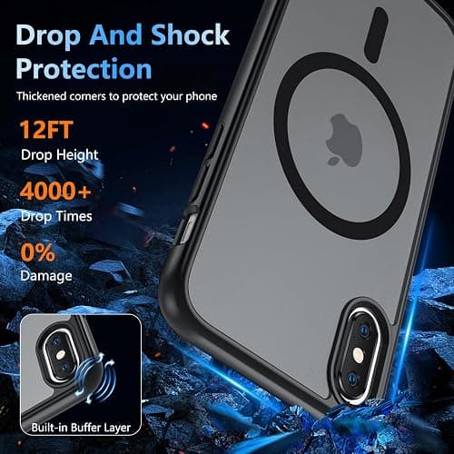 Cum2giff for iPhone X XS Case, iPhone X Case with Screen Protector, iPhone Xs Phone Case Compatible with Magsafe, Magnetic Military Grade Shockproof and Dropproof Phone Case, Silky Soft Touch, Black thumbnail 3