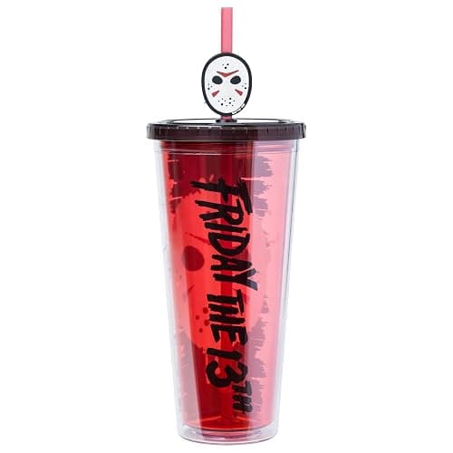 Silver Buffalo Friday the 13th Horror, Plastic Cold Cup, 24oz | Includes Lid and Straw Topper, 0.71 Liters thumbnail 4