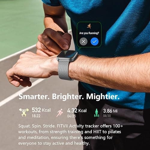 FITVII Health & Fitness Tracker (Answer/Make Calls), Smart Watch with 24/7 Heart Rate and Blood Pressure, Sleep Tracking, Blood Oxygen Monitor, 120+ Sport Modes Activity Tracker for Women Men thumbnail 6