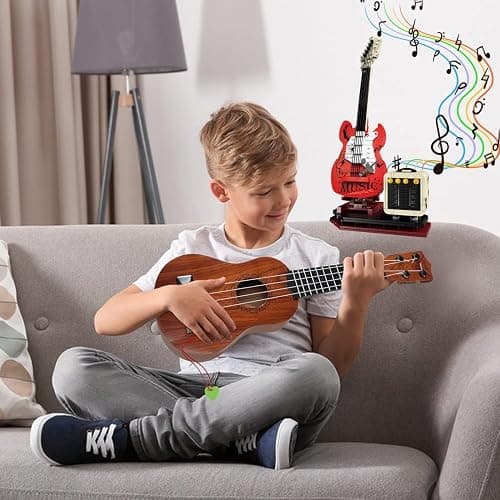 XYDongtong Guitar Music Interactive Building Set for Music Lovers, DIY Guitar Model Toy Compatible with Lego，Reverb Amplifier & Authentic Accessories, Perfect Way to Rock Gift Giving. thumbnail 2