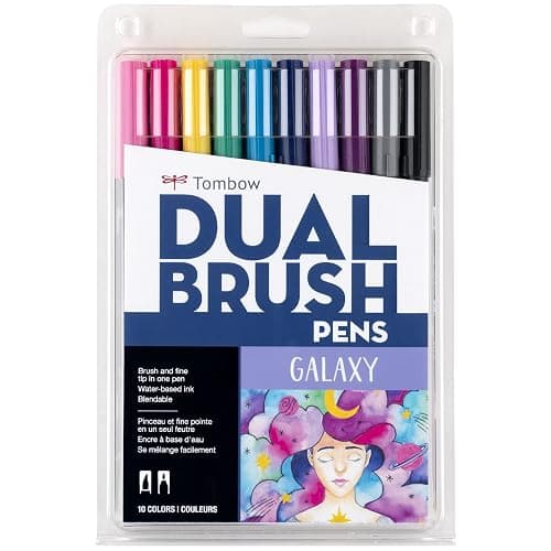 Tombow 56188 Dual Brush Pen Art Markers, Galaxy, 10-Pack. Blendable, Brush and Fine Tip Markers - Image 1