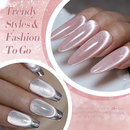 Born Pretty Cat Magnetic Eye Gel Nail Polish, Pastel Milky Cat Magnetic Gel Pastel Blue Green Purple Pink Nude Silver Nail Art Gel Manicure Salon DIY Gifts 7ML 6PCS thumbnail 3