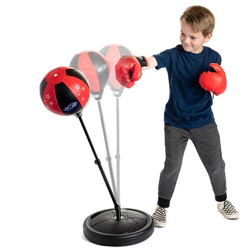 NSG Punching Bag for Kids & Boxing Gloves Set - Adjustable Freestanding Speed Bag with Spring-Loaded Stand, Junior Boxing Gloves & Hand Pump - Portable, Easy Assembly for Boys, Teens, Toddlers Ages 4+ - Image 1