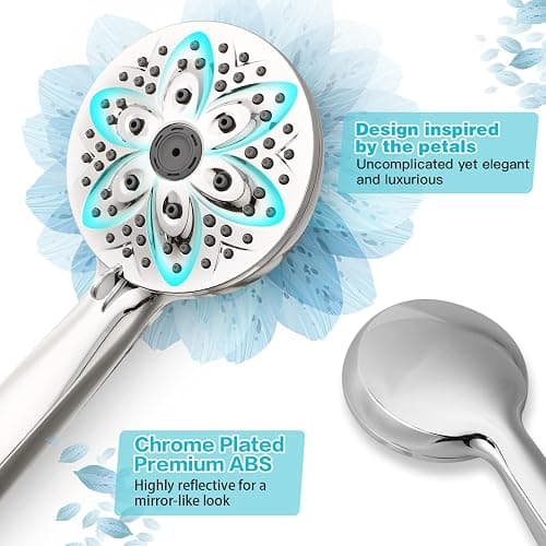6-Setting Shower Head with Handheld, JDO High Pressure Hand held Shower Head, 4.7 Inch Chrome Detachable Showerhead Set with 59 Inch Stainless Steel Hose and Adjustable Showerhead Holder thumbnail 3