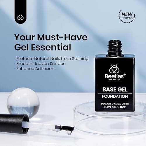 beetles Gel Polish Base Coat 15ml for Gel Nail Polish Soak Off LED Nail Lamp Upgraded Formula Long-Lasting DIY Home and Nail Salon thumbnail 2