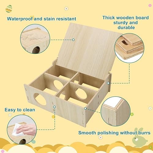 Yasdyri Hamster and Mouse Wooden Tunnel Cage Secret Peep Shed Chamber Hideout & Tunnel Exploring Toys thumbnail 2