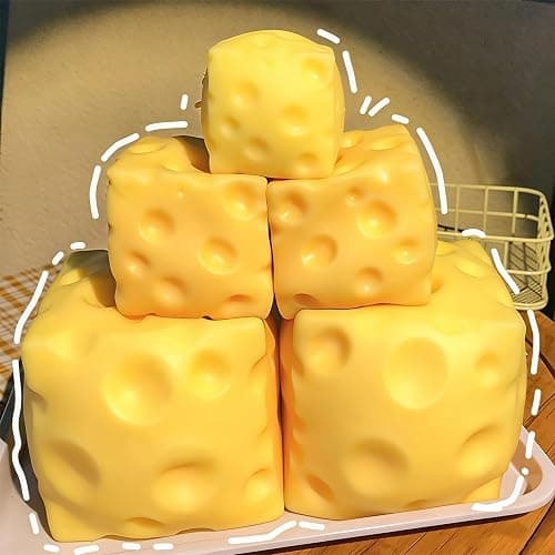Super Cheese Squishy Big Giant Large Cube Block Slow Rising Squeeze Toy squeezable Stress Relief Original Sensory / Fidget Novelty Toy and Gift for Adults (3in) thumbnail 2
