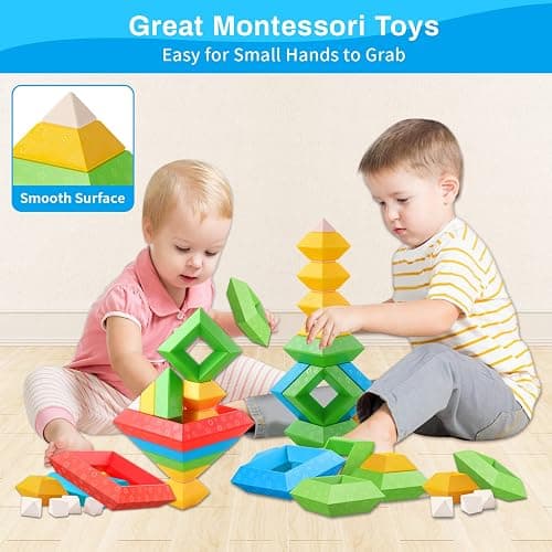 Hieoby Montessori Toys for 1 2 3 4 Year Old Boys Girls Toddlers Preschool Learning Activities 30Pcs Building Blocks Stacking Educational Toys STEM Sensory Gifts for Kids Age 1-2 2-4 thumbnail 4