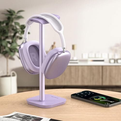 MANMUVIMO Headphone Stand, Desktop Headset Holder (Purple) Heavy Base Desk Earphone Stand Aluminum Gaming Headset Hanger Rack for AirPods Max, AirPods, AirPods Pro, Beats, Bose thumbnail 8