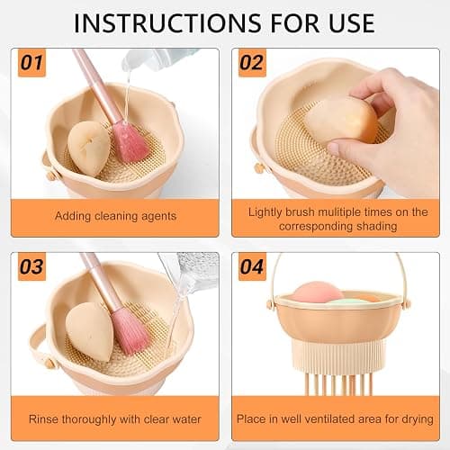 senbowe 3 in 1 Makeup Brush Cleaner Mat, Silicone Makeup Brush Cleaner Bowl Cosmetic Brushes Cleaning Pad Tool Organizer for Storage and Air Drying, Make Up Brush Washing Tool for Sponge thumbnail 8