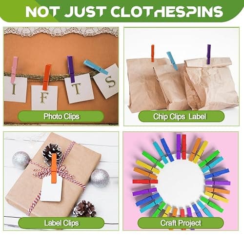 100 Pcs Colored Clothes Pins Wooden, Colored Clothespins for Crafts 2.9 Inch, Clothing Pins for Hanging Classroom thumbnail 8