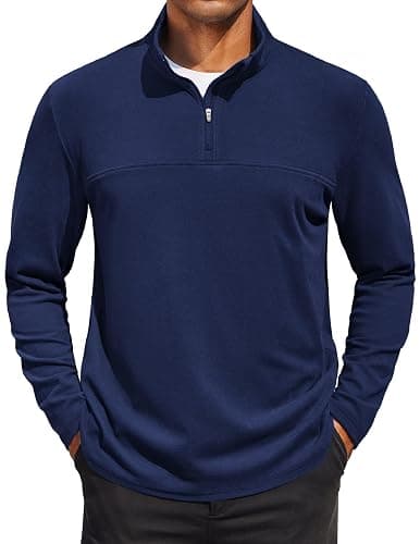 COOFANDY Mens Fleece Quarter Zip Pullover Long Sleeve Mock Turtleneck Sweatshirts Thermal Workout Golf Polo Shirt - Image 1