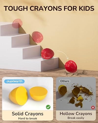 JUPITEARTH 6 Colors Egg Crayons for kids, Palm-Grasp Non Toxic Jumbo Washable Crayons for Kids, Fat Brain Toys for Art Supplies and Perfect Gifts for Boys and Girls thumbnail 7