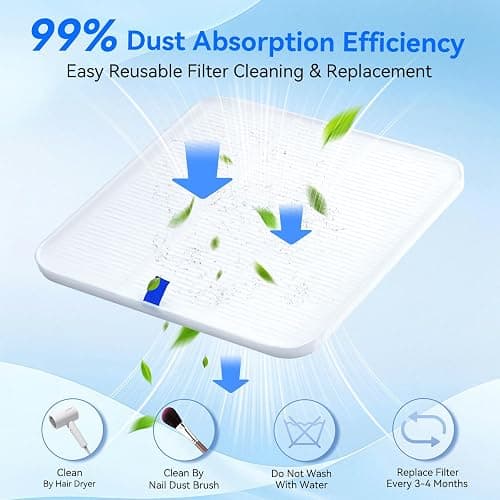 Makartt Nail Dust Collector - Professional Powerful Suction Larina Vacuum Fan Dust Cleaner with LED Display, Adjustable Speed, Reusable Filter for Acrylic Nails Polishing Manicure Salon Home Pink thumbnail 8