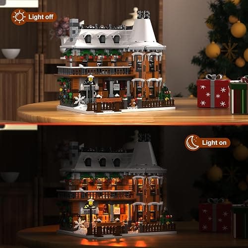 It's A Wonderful Life House Building Set with LED Light, Christmas Holiday Snow House Building Blocks Toy, Compatible with Lego Chritmas Village, Gifts for Friends、Family, Ages 18+ (1549PCS) thumbnail 6
