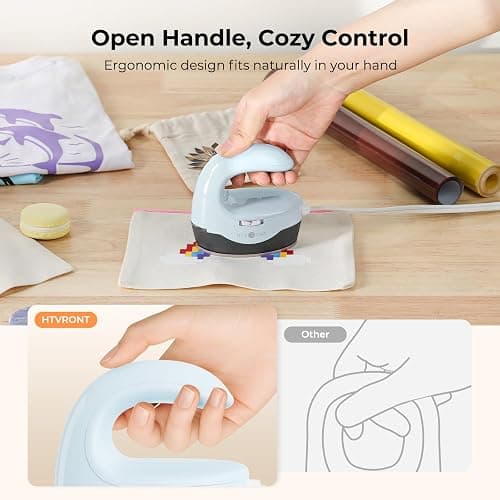 HTVRONT Heat Press Mini Heat Press Machine, Mini Iron for Crafts | Heats Up Quickly & 3 Heat Setings, Perler Beads Iron, Small Heat Press Machine for T Shirts, Hats thumbnail 6