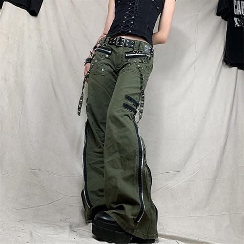 Indie Aesthetics Jeans for Women Gothic Punk Wide Leg Long Length Denim Pants Y2k Loose Casual Jeans Streetwear thumbnail 2